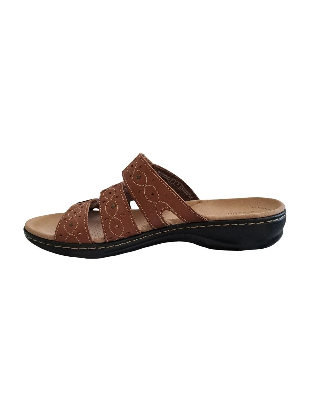 Clarks Leisa Cacti Q Leather Adjustable Slip Ons Sandals Size 9 M Brown Multi